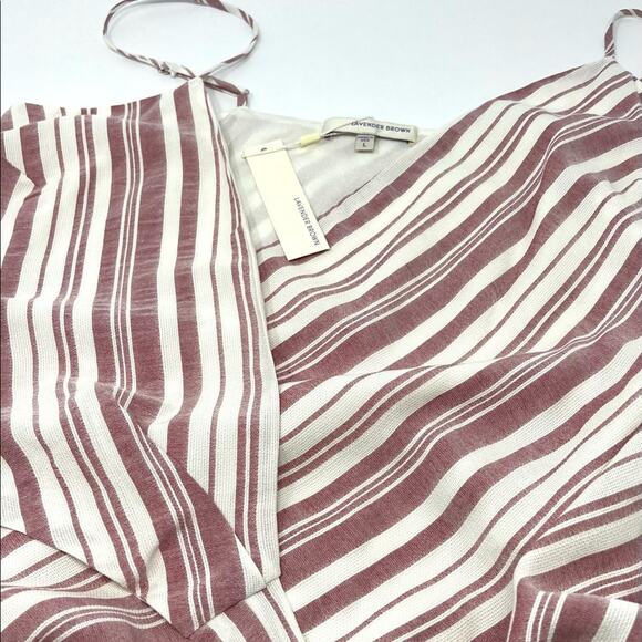 Lavender Brown (L) Wrap Mini Dress Striped Tank NWT - Picture 9 of 11